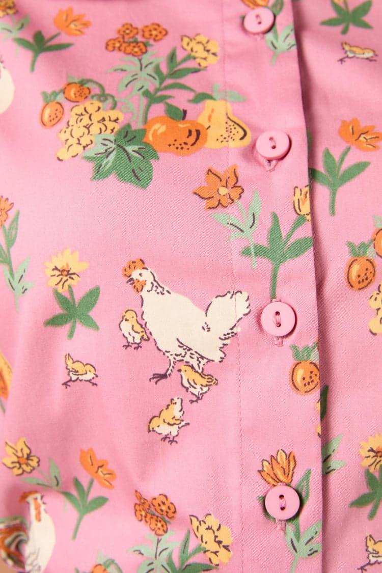 Chickens Short Sleeve Blouse Product Image