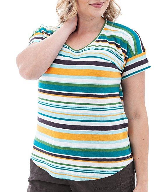 Aventura Summerville Organic Cotton Stripe Print Scoop Neck Drop Shoulder Sleeve Top Product Image