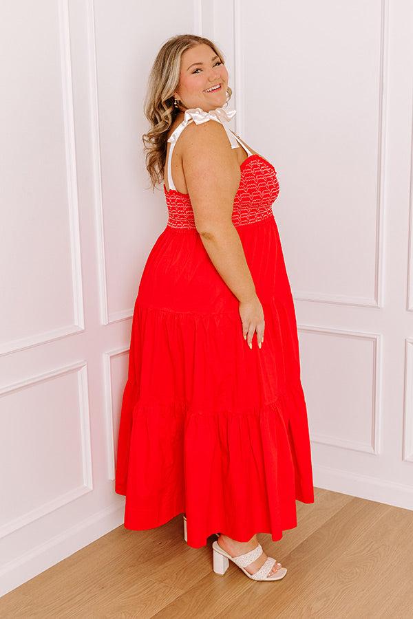 Favorite Love Story Smocked Midi in Red Curves Product Image
