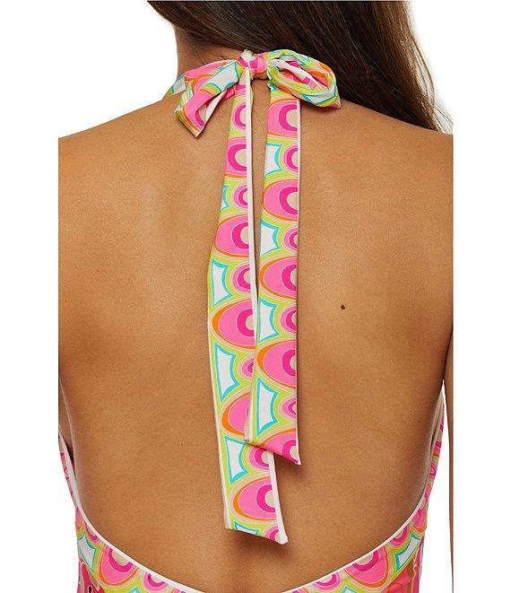 Trina Turk Venus Abstract Border Plunge One Piece Swimsuit Product Image