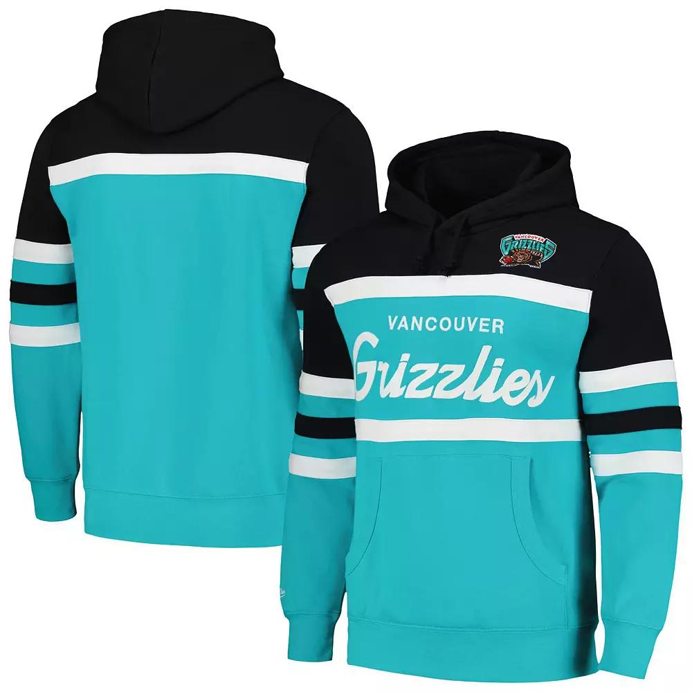 Men's Mitchell & Ness Turquoise/Black Vancouver Grizzlies Head Coach Pullover Hoodie,  Product Image