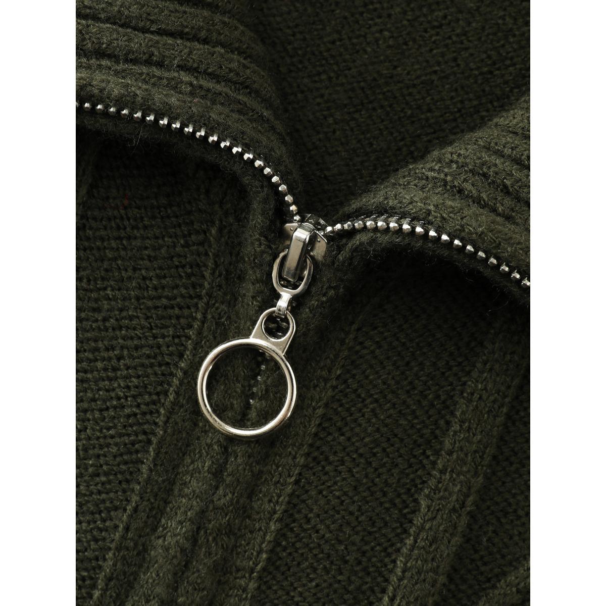 Plus Size Zipper Front Fit and Flare Midi Sweater Dress ArmyGreen Women Timeless Bodycon Long Sleeve Casual Sweater Dresses BloomChic 14-16/1X Product Image