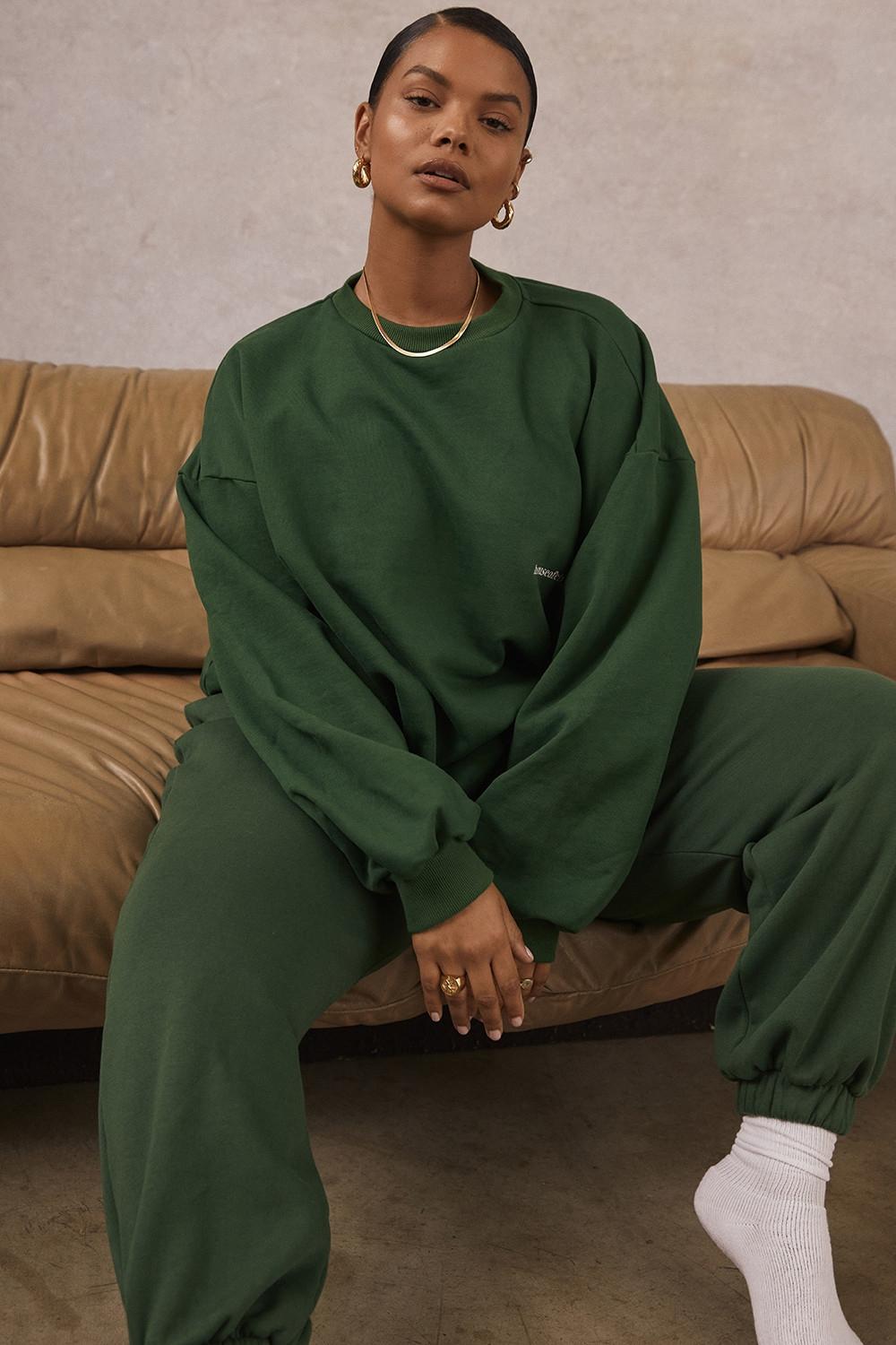 Sky  green fleece back jogging trousers - sale Product Image