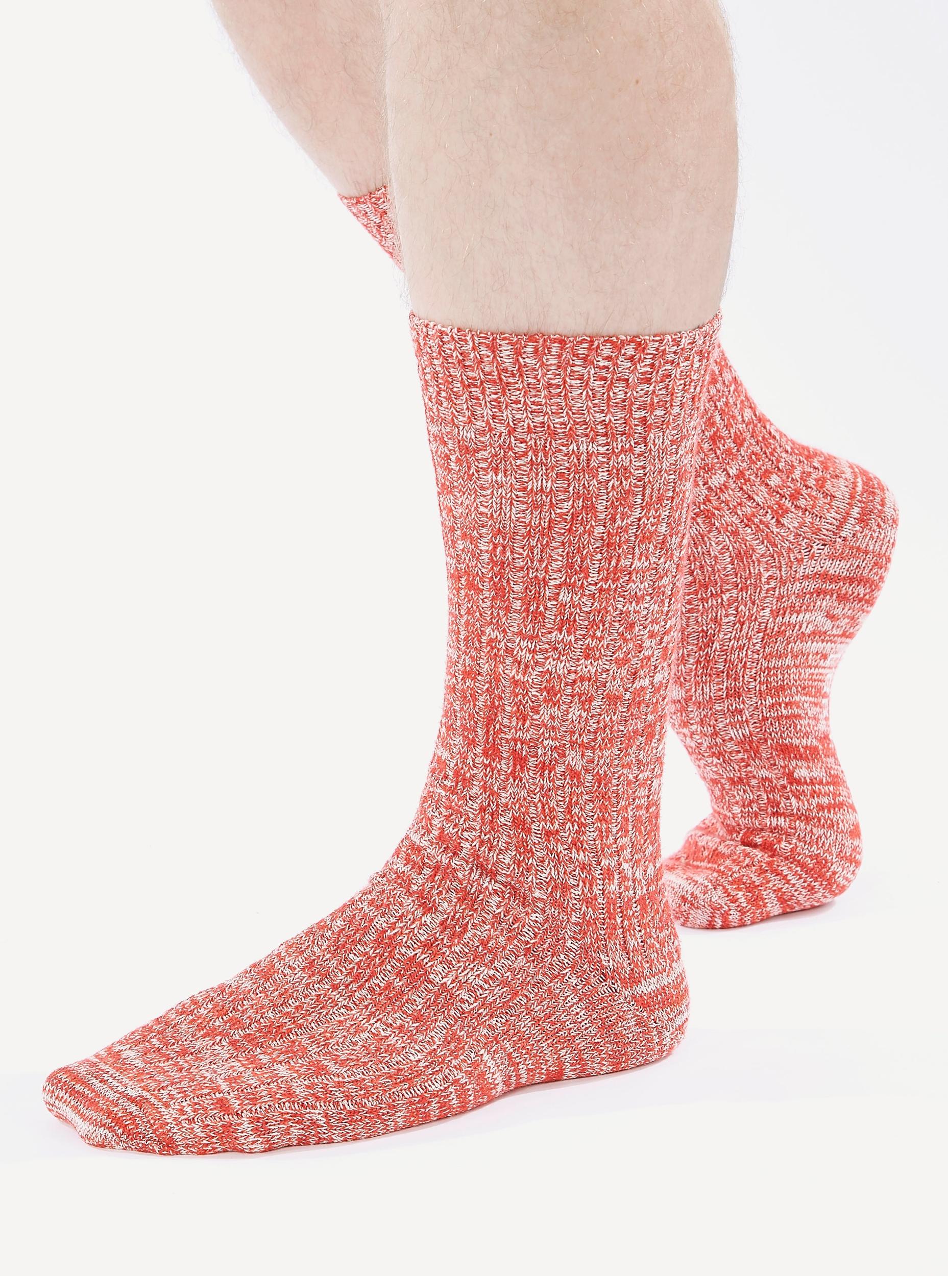 Red Slub Knit Slub Sock Product Image
