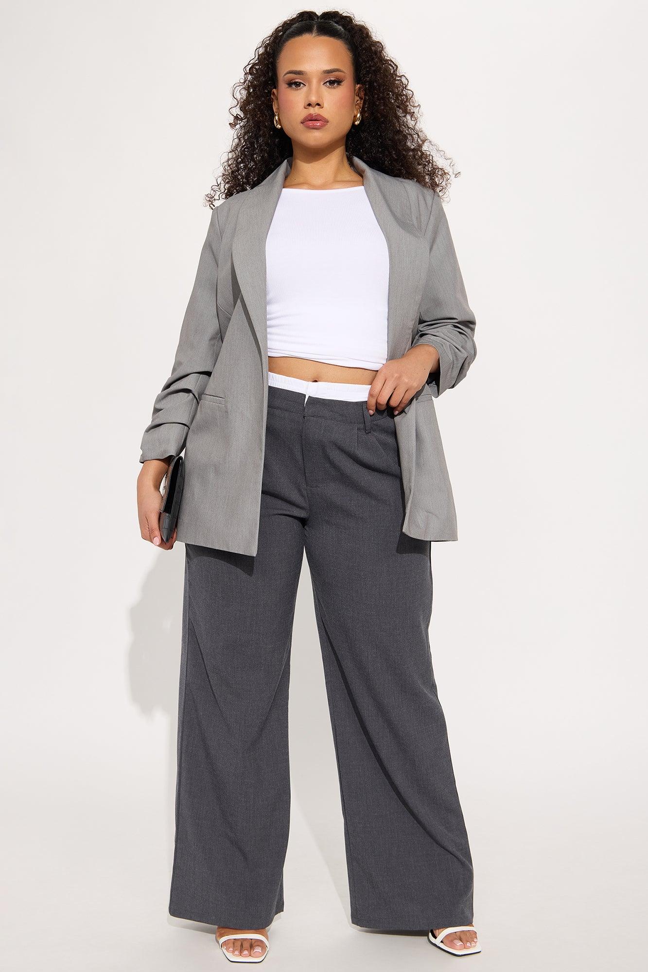 Missy Double Waistband Trouser Pant - Charcoal Product Image