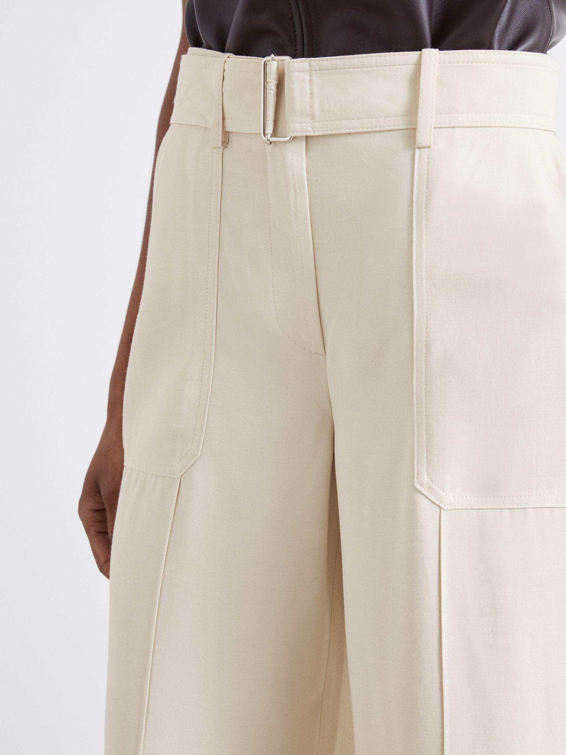 Atelier Wide-Leg Crepe Trousers with Wool in Ivory Product Image
