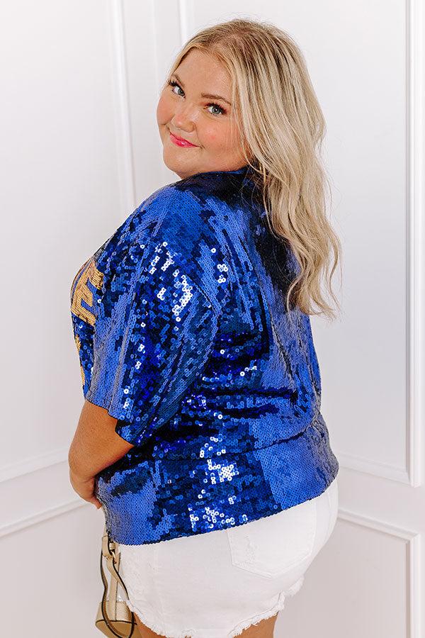 Gameday Sequin Tunic in Blue Curves Product Image