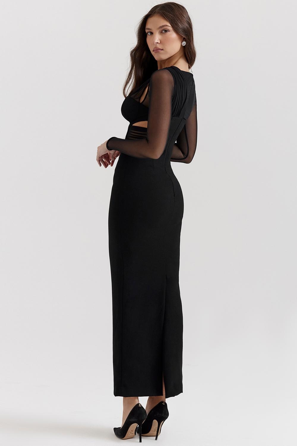 Zahra  black plunge maxi dress Product Image