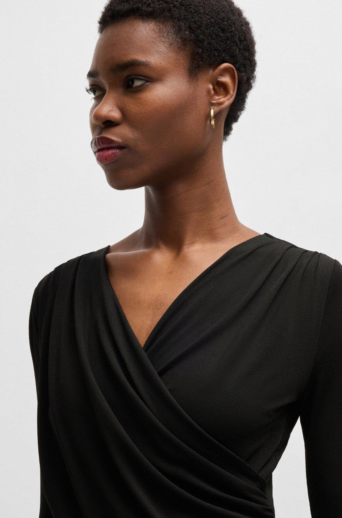 Wrap-front dress in stretch crepe Product Image