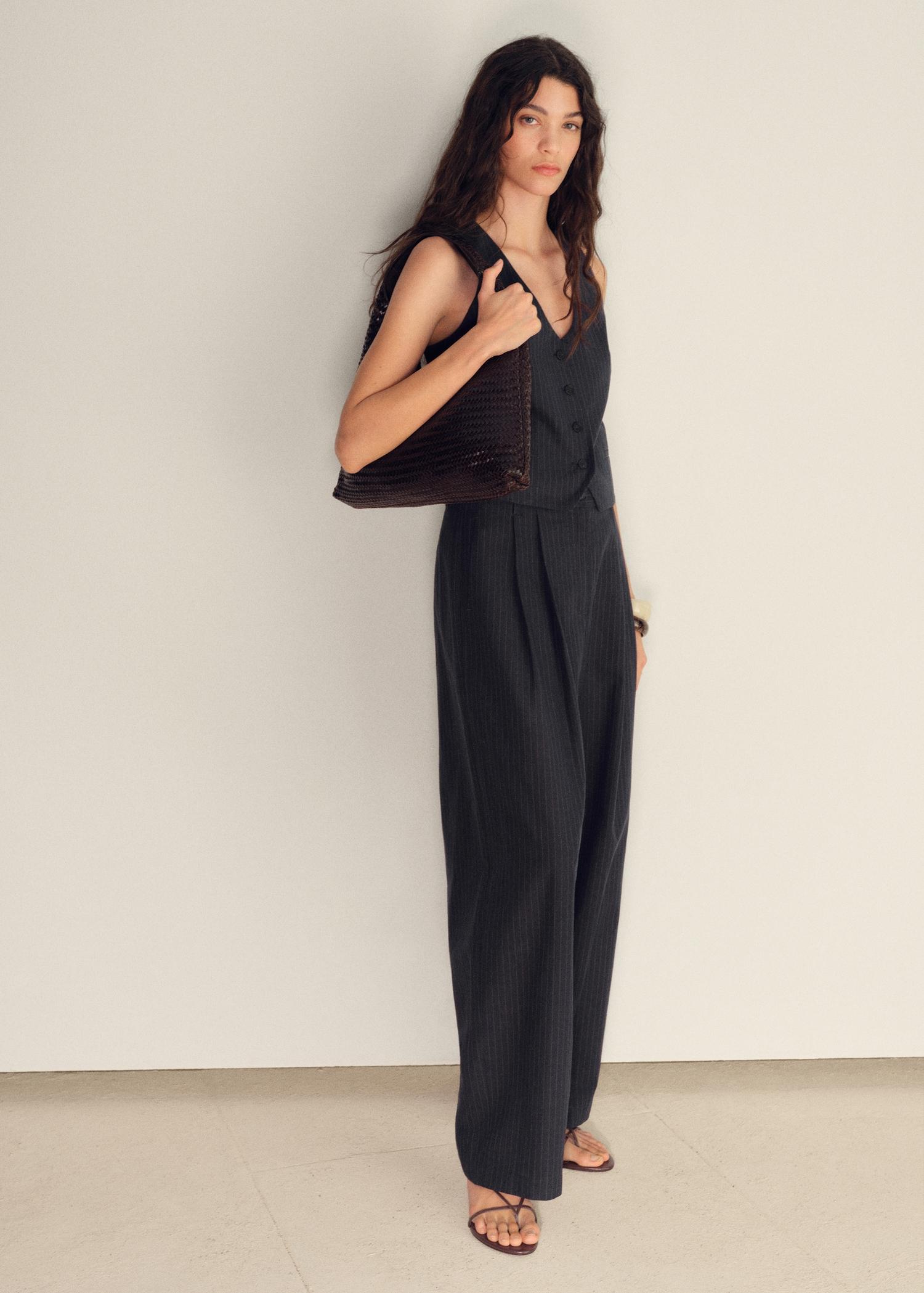 Straight-fit linen-blend suit pants - Women | MANGO USA Product Image