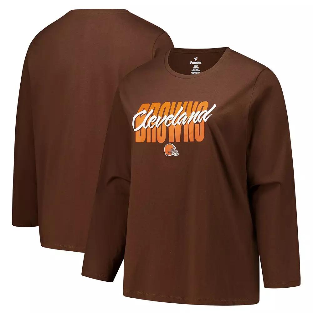 Women's Fanatics Brown Cleveland Browns Long Sleeve Scoop Neck T-Shirt,  Product Image