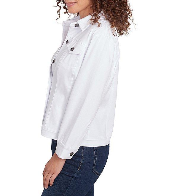 Ruby Rd. Knit Twill Point Collar Long Sleeve Button-Front Jacket Product Image