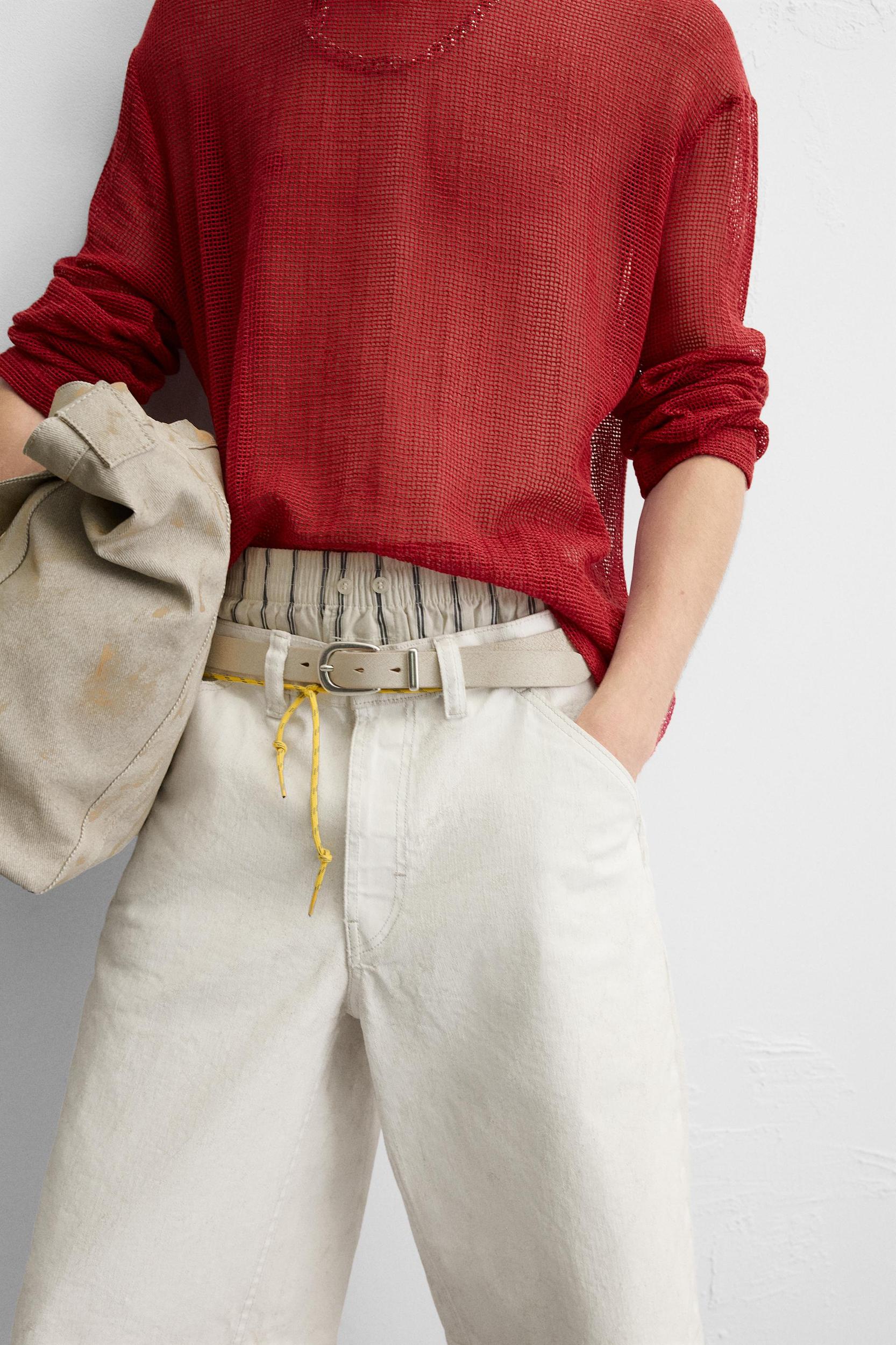 WAXED EFFECT BAGGY FIT DENIM SHORTS Product Image