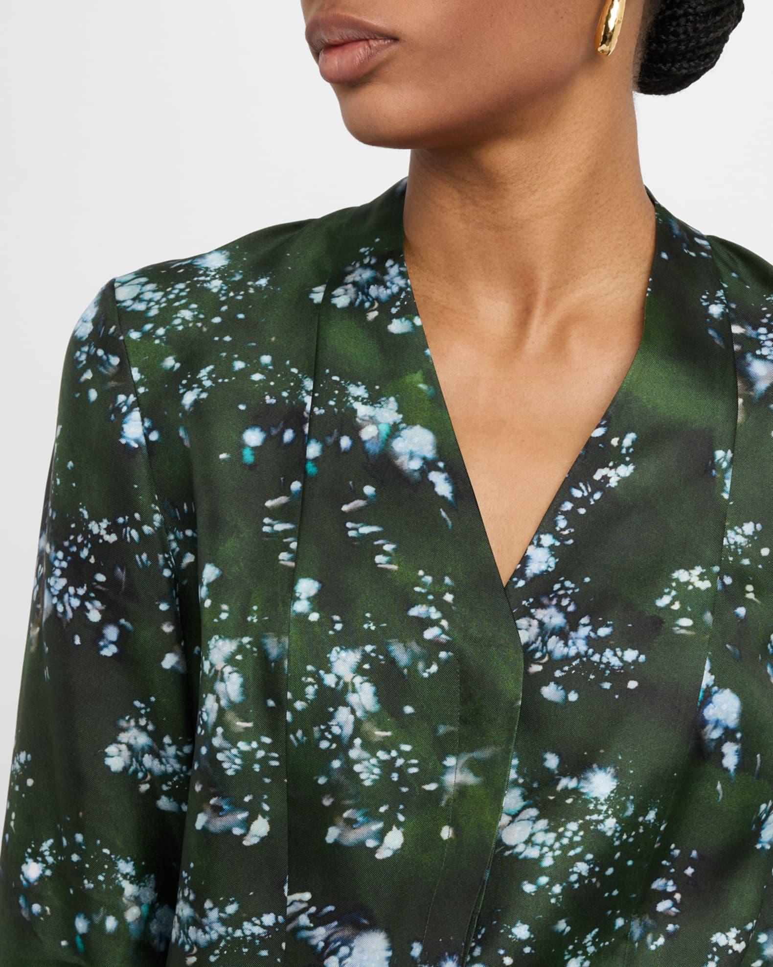 Abstract-Print Silk Blouse Product Image