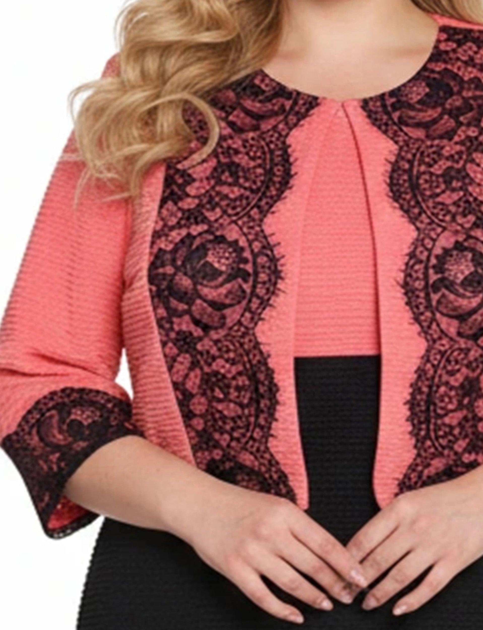 NY Collection Plus Size Lace-Detail 2 Piece Textured Knit Dress Set Product Image
