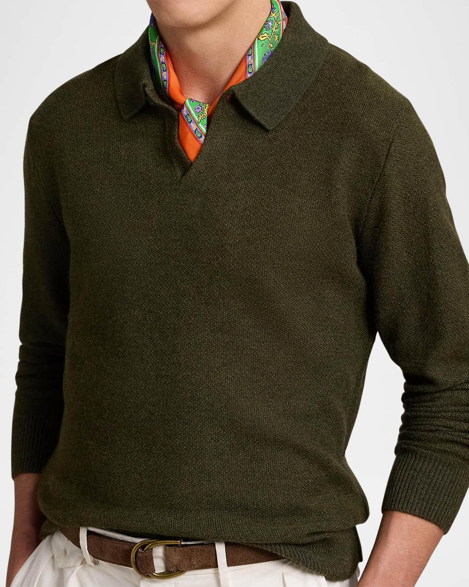Men's Linen-Cashmere Johnny-Collar Sweater Product Image