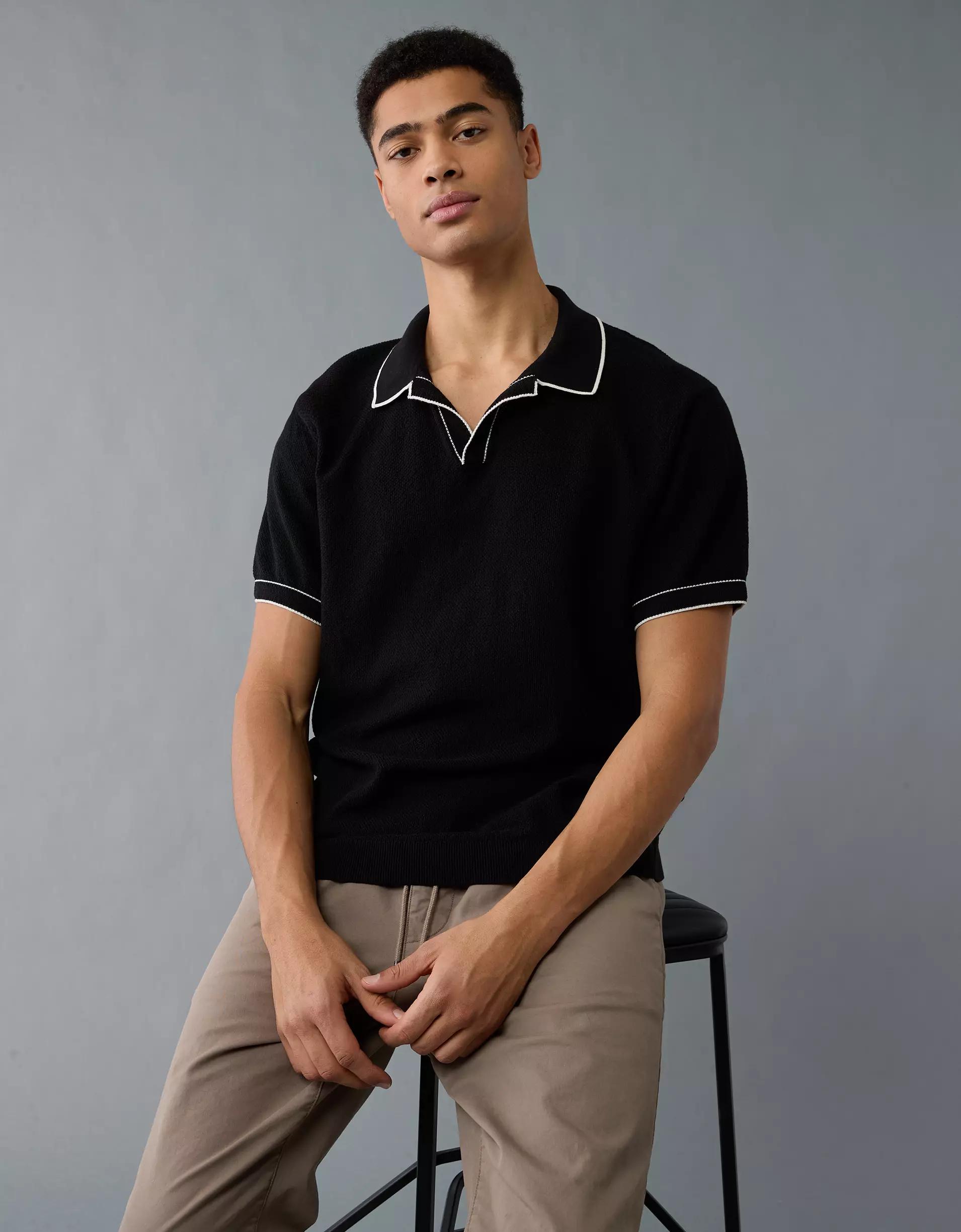 AE Weekend Tipped Sweater Polo Shirt Product Image