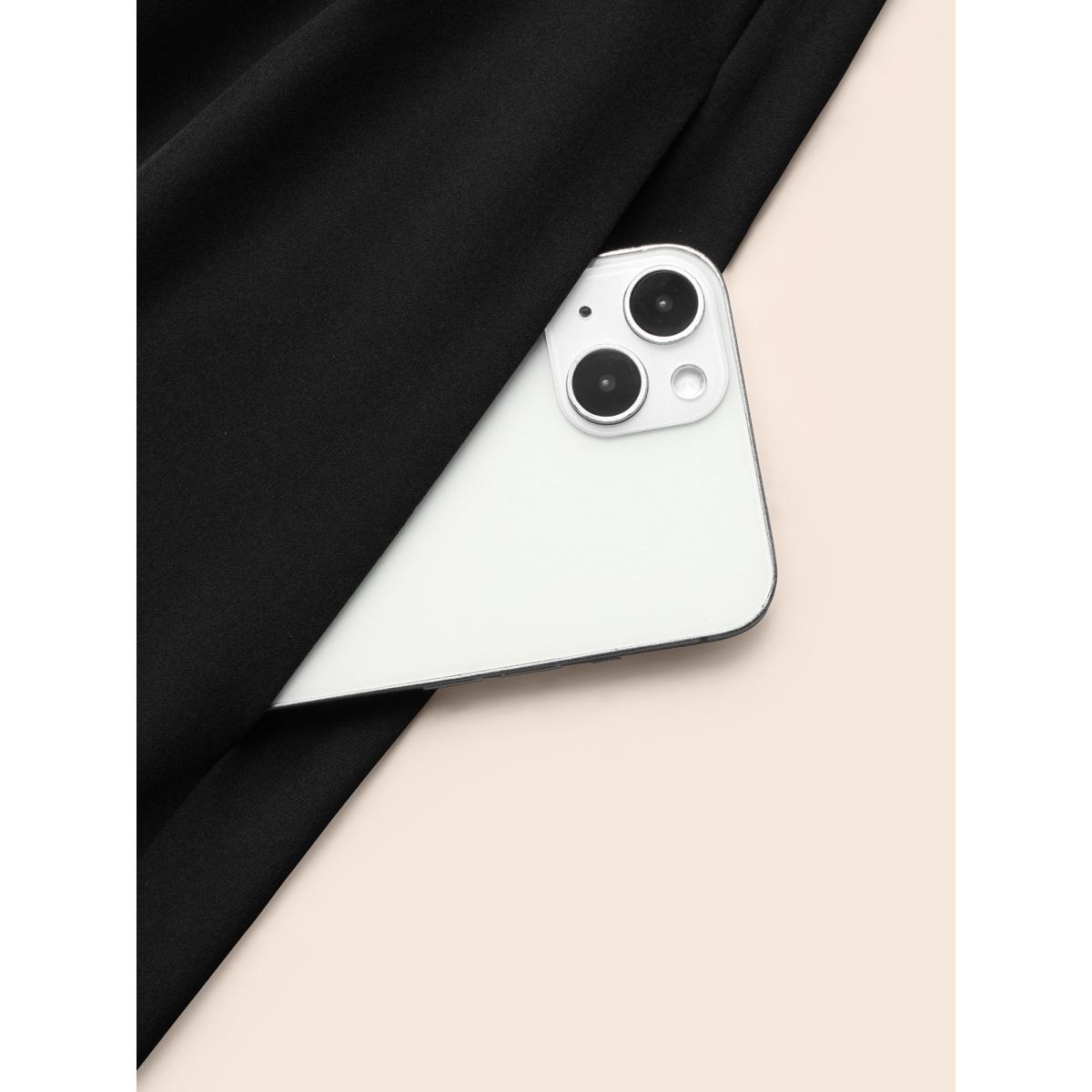 Plus Size Crochet Lace Mesh Ruffle Sleeve Dress Black Women Cocktail Woven ribbon&lace trim Round Neck Elbow-length sleeve Curvy BloomChic 22-24/3X Product Image