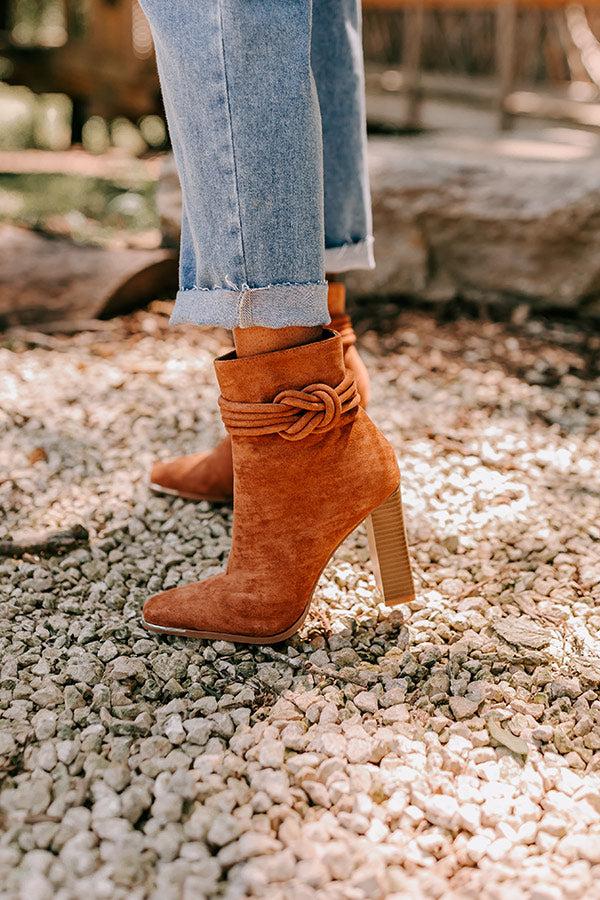 The Luna Faux Suede Bootie In Brown Product Image