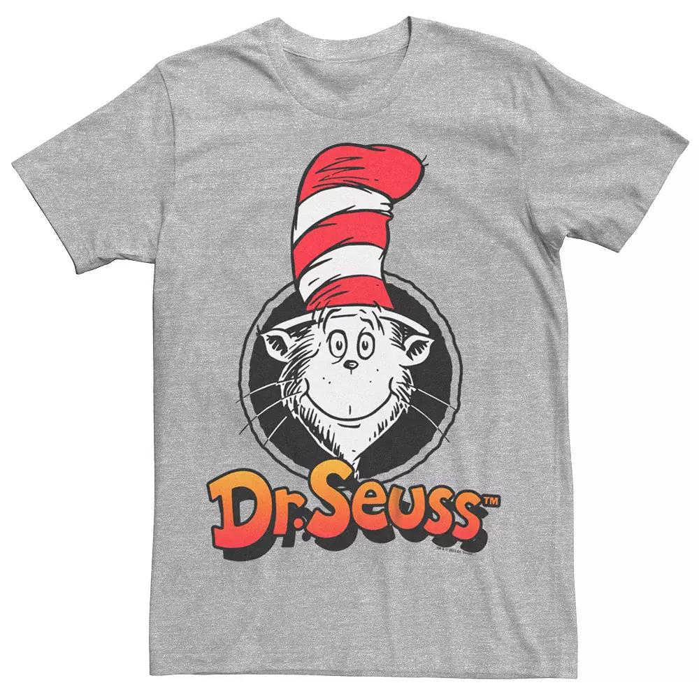 Men's Dr. Seuss The Cat In The Hat Stamp Graphic Tee, Size: Large, Athletic Grey Product Image