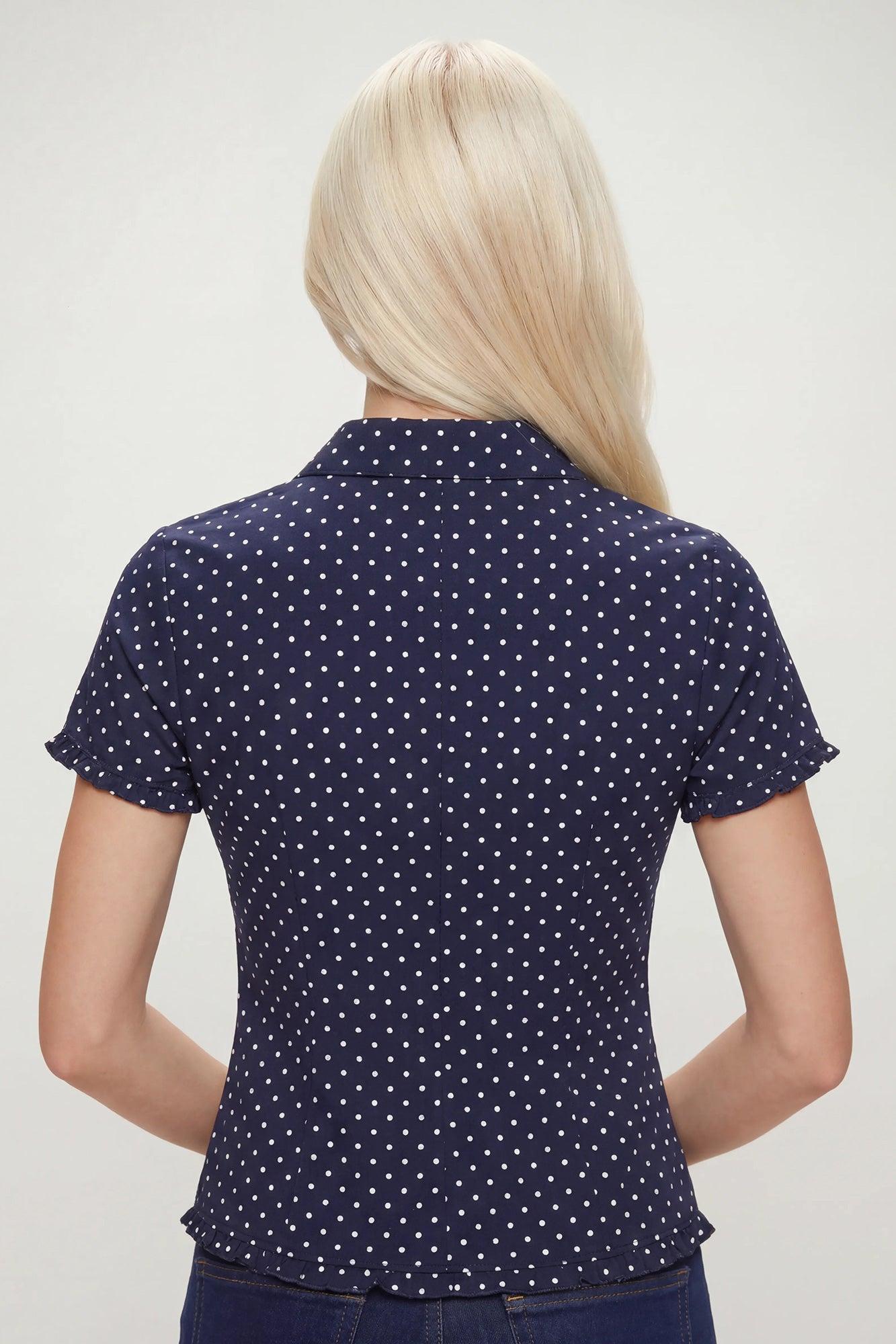 Ruffle Button-Up Short Sleeve Top Female Product Image