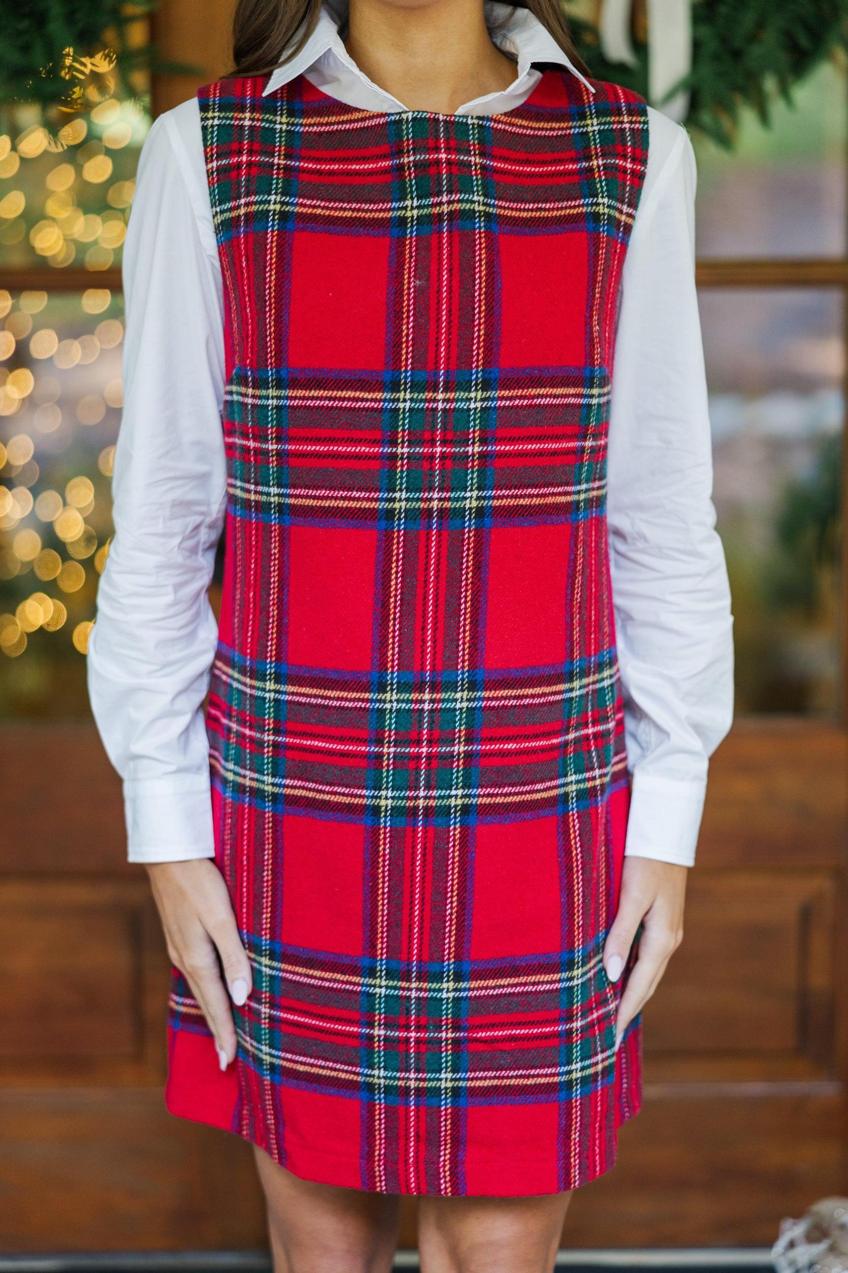 Remember You Well Red Plaid Dress Female Product Image