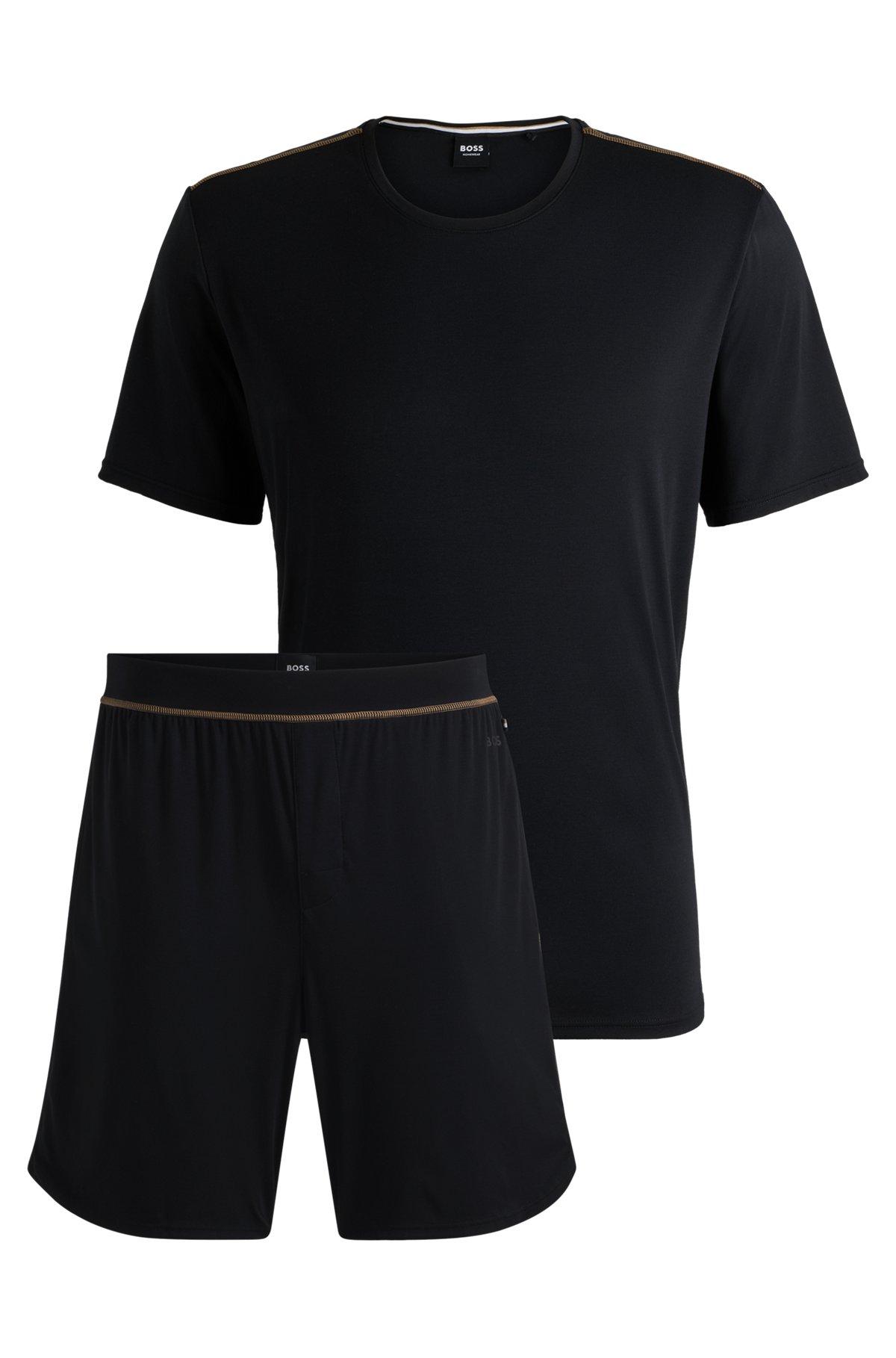 Stretch-jersey pajamas with overlock stitching Product Image