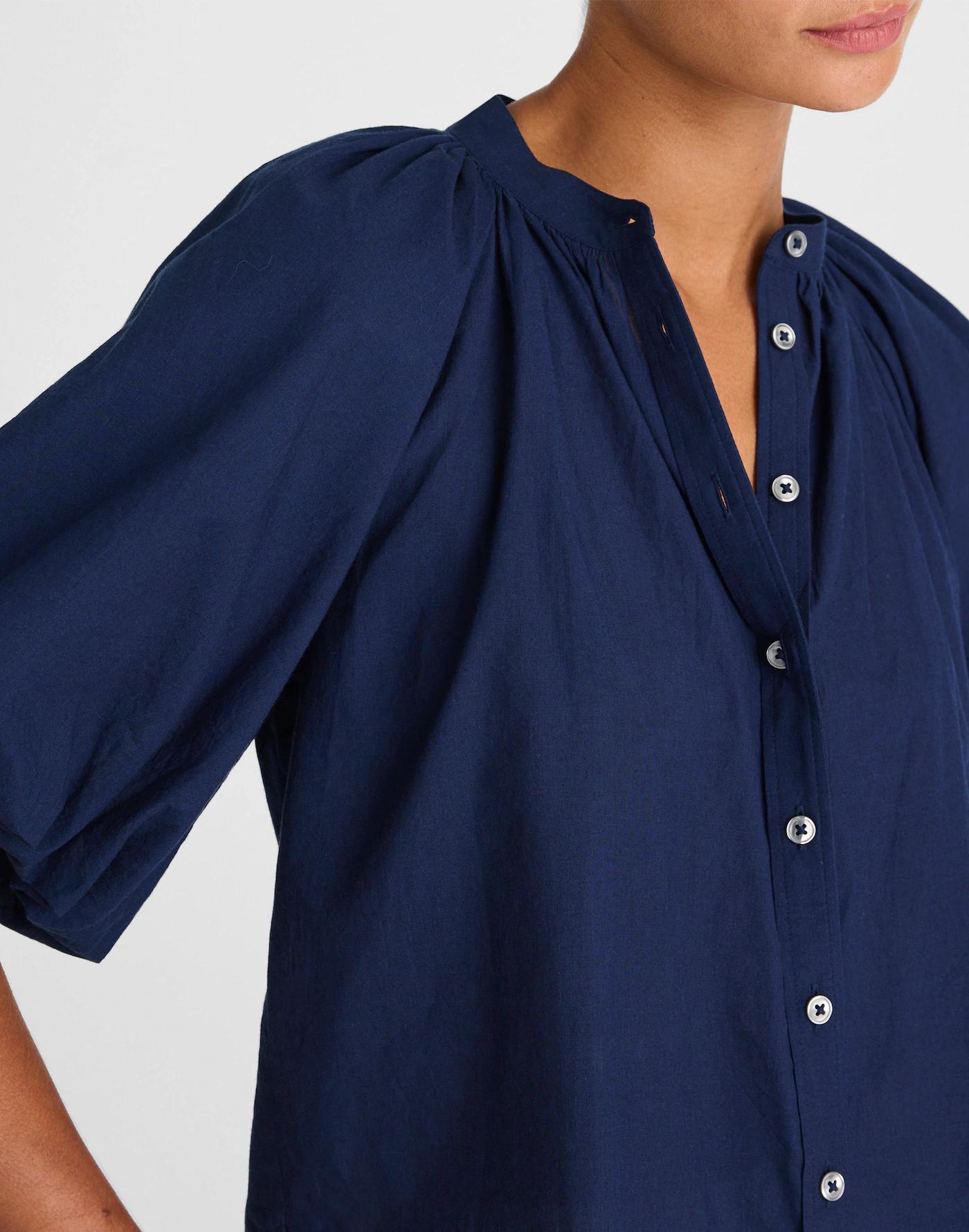 Shirred Balloon-Sleeve Top in Cotton Voile Product Image