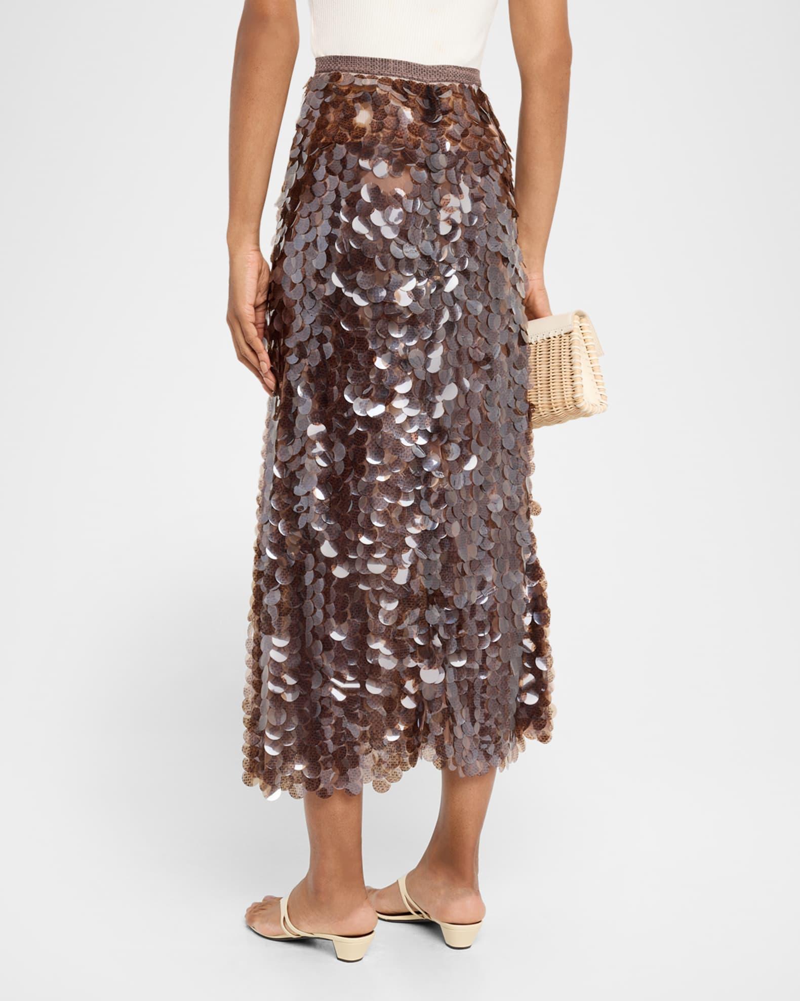 Asymmetric Paillette Midi Skirt Product Image