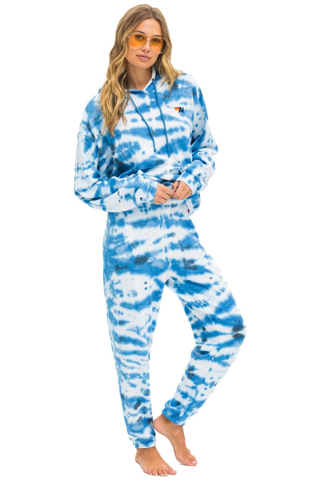 HAND DYED SWEATPANTS - TIE DYE BLUE Female Product Image