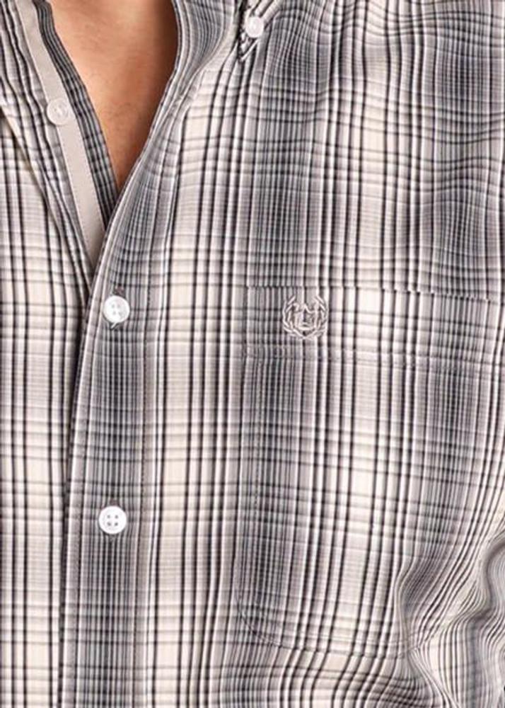 SALE Panhandle Rough Stock® Men's L/S Black Plaid Button Shirt Product Image