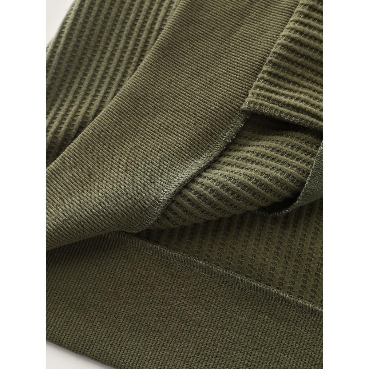 Plus Size Ribbed Texture Pockets Hooded Coat Women ArmyGreen Leisure Texture Ladies Casual Winter Coats BloomChic 14-16/1X Product Image