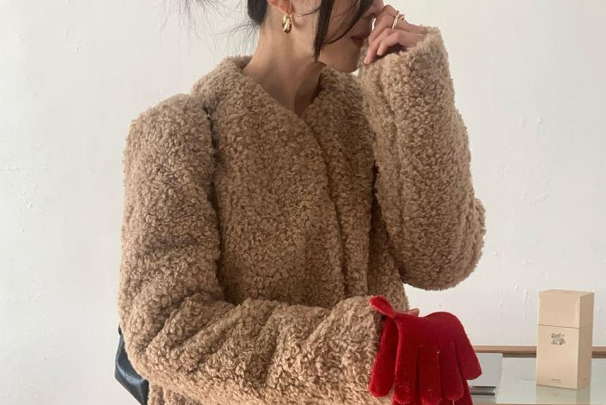 Round Neck Fleece Coat Product Image