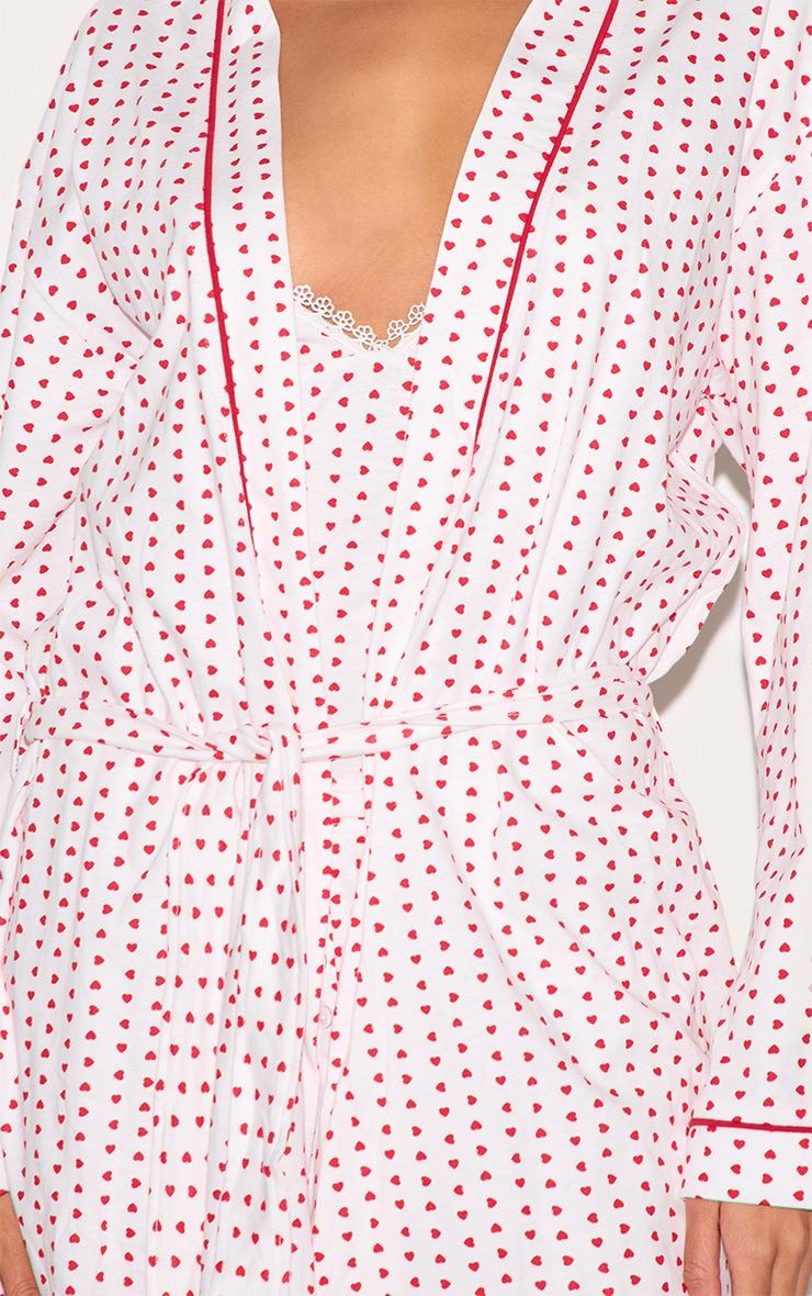 White Heart Print Jersey Robe Product Image