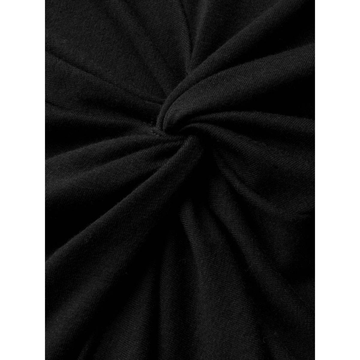 Plus Size Supersoft Essentials Twist Front Split Hem T-shirt Black Women Casual Tie knot Mock Neck Skinny Everyday T-shirts BloomChic 28/5X Product Image