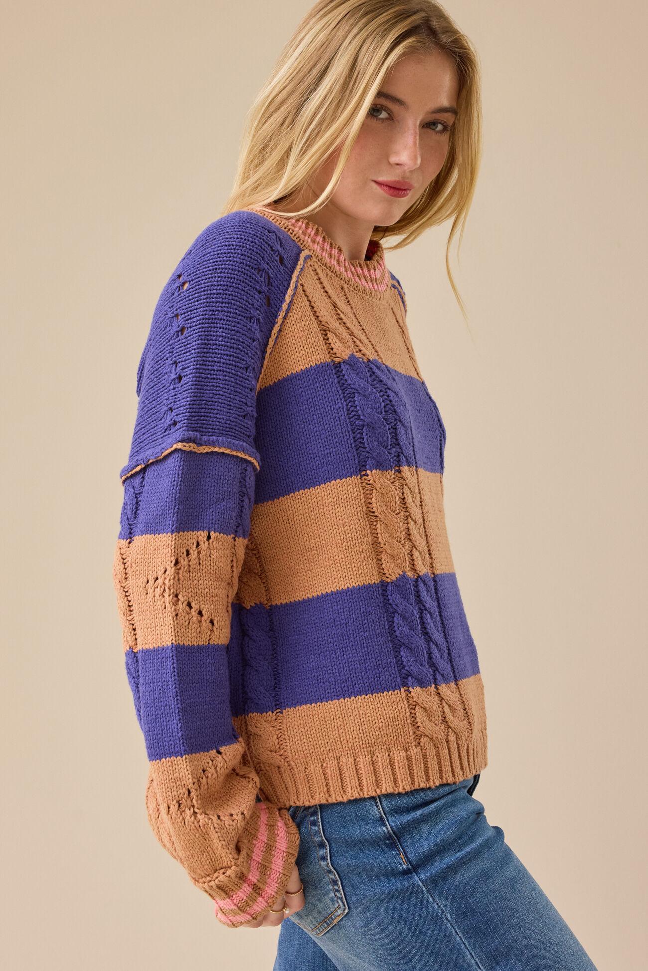Cece Varsity Stripe Sweater Product Image