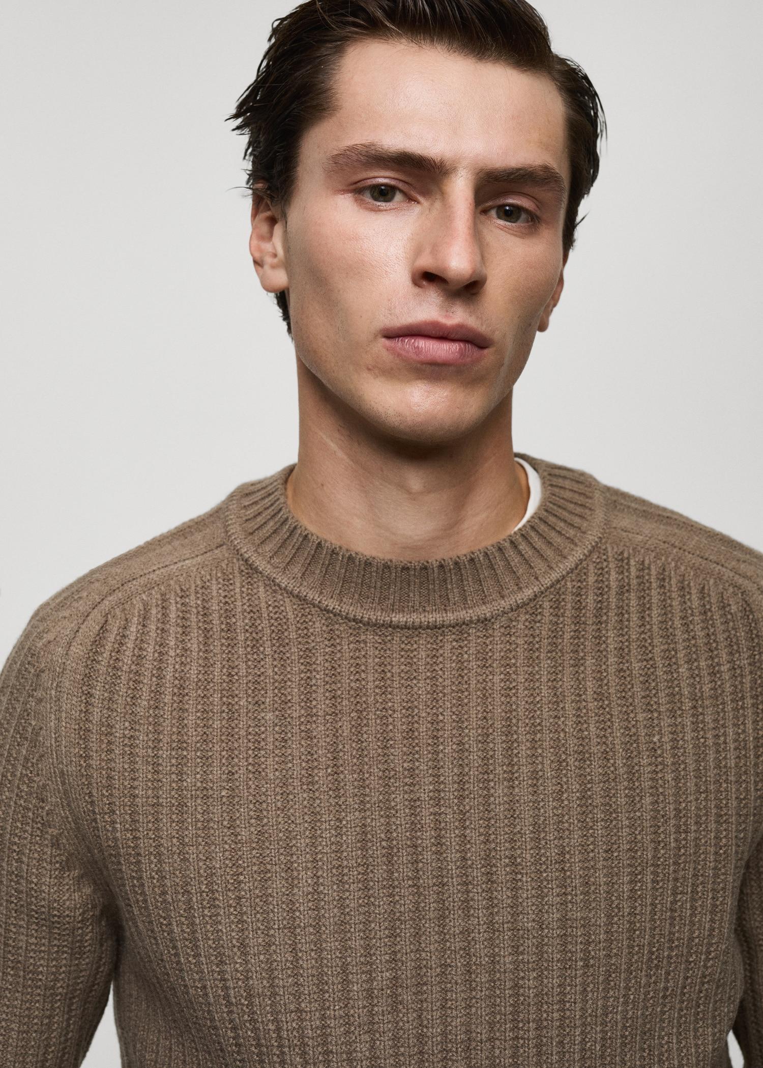 Wool-blend rib-knit sweater - Men | MANGO USA Product Image