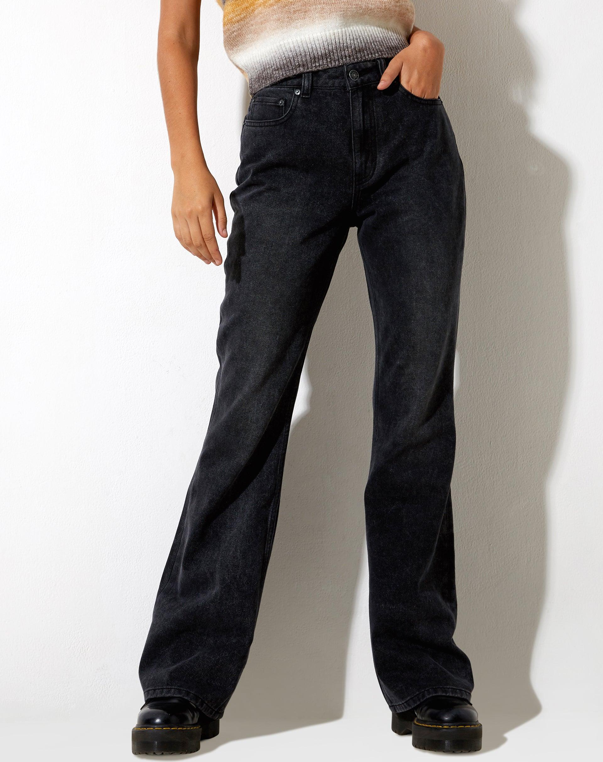 Relaxed Bootleg Jeans in Black Grunge Product Image