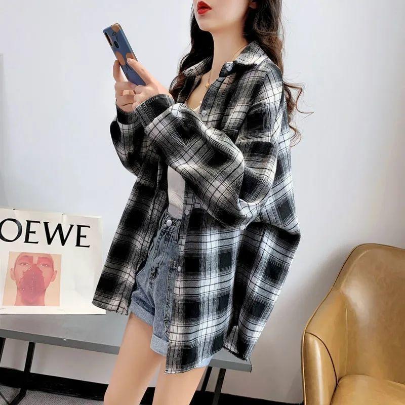 Long-Sleeve Plaid Shirt Product Image