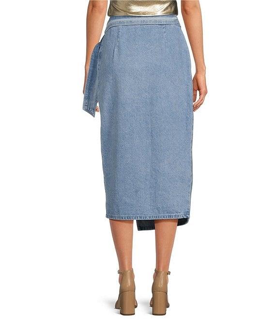 Never Fully Dress Jaspre Denim Tie Wrap Midi Skirt Product Image