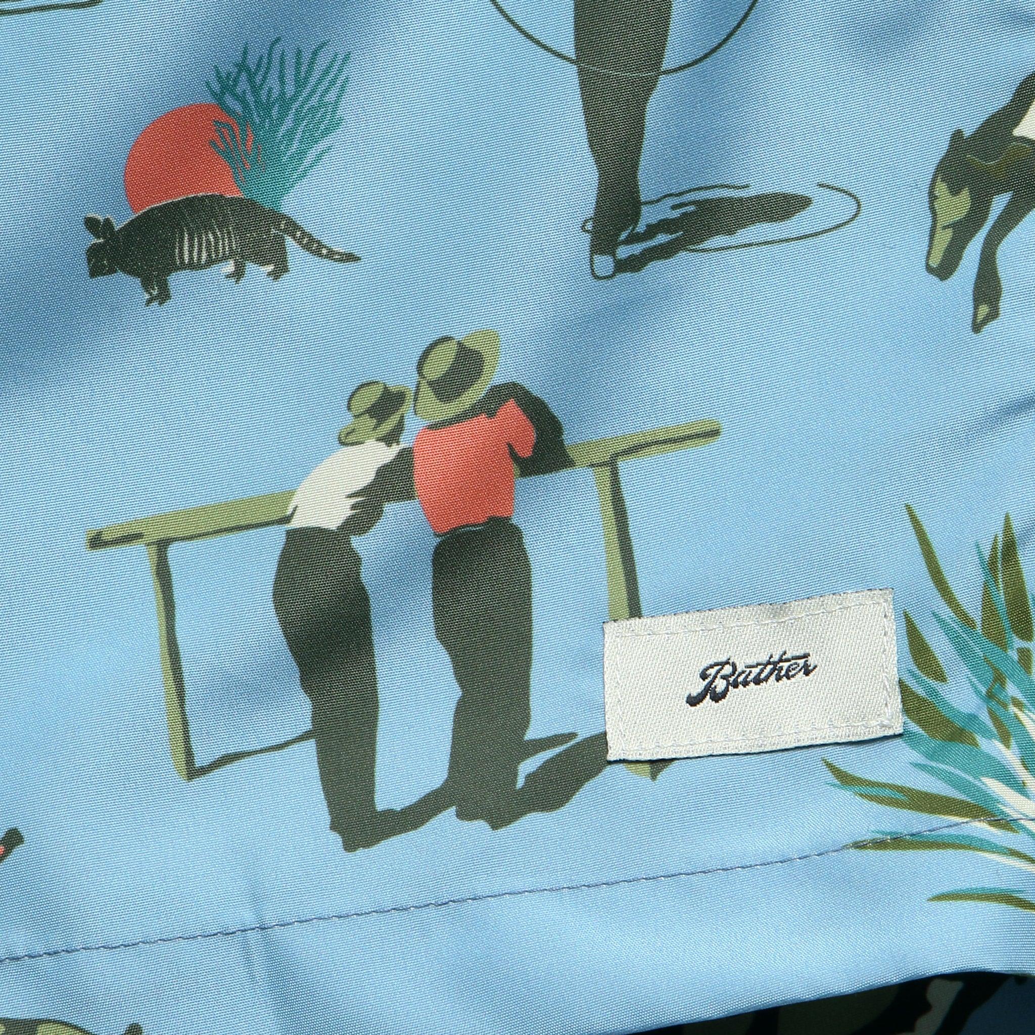 5.5" Cowboy Print Swim Trunks - Light Blue Product Image