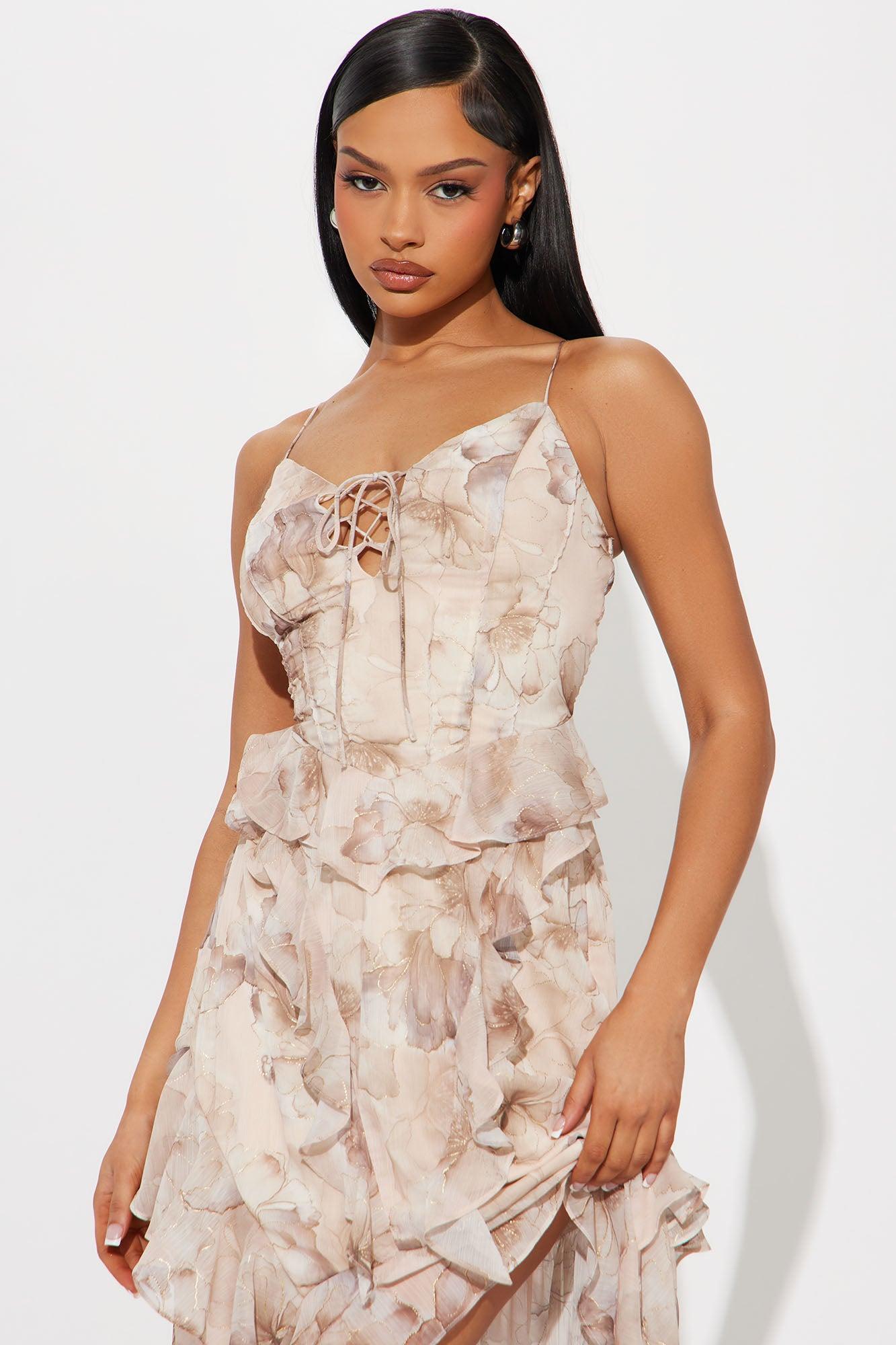 Marielle Chiffon Maxi Dress - Nude/combo Product Image