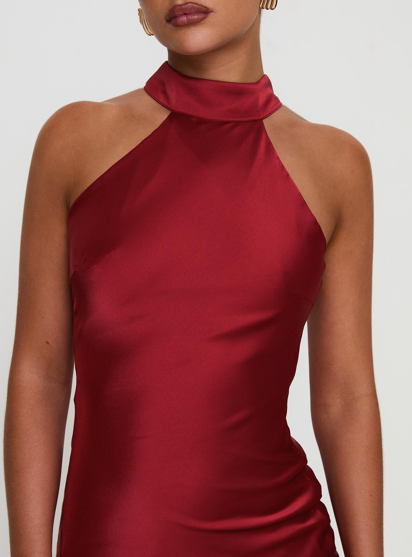 Mordecai Halter Maxi Dress Burgundy Product Image