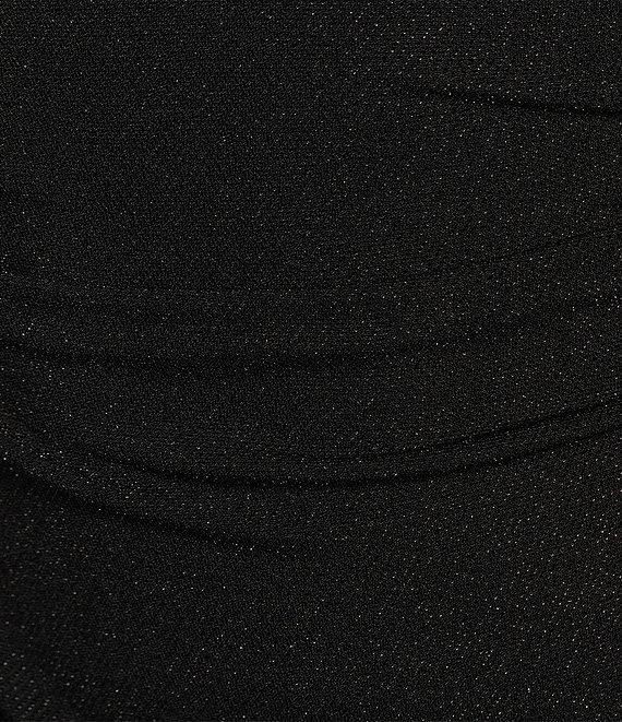 Alex Evenings Cowl Neck 3/4 Beaded Illusion Sleeve Metallic Knit Sheath Dress Product Image