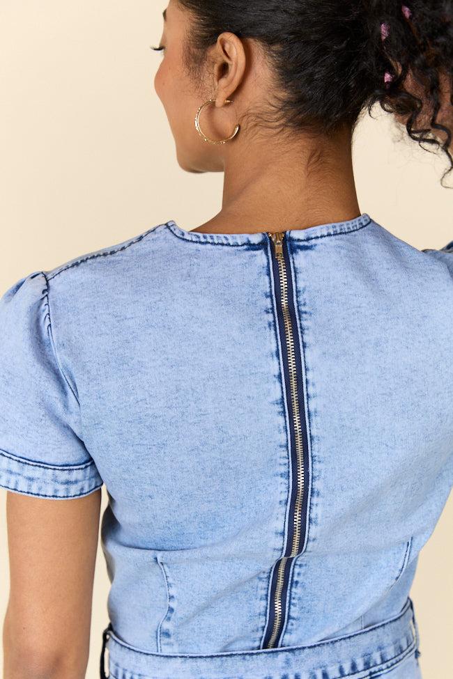 Whens Intermission Denim Short Sleeve Romper FINAL SALE Product Image