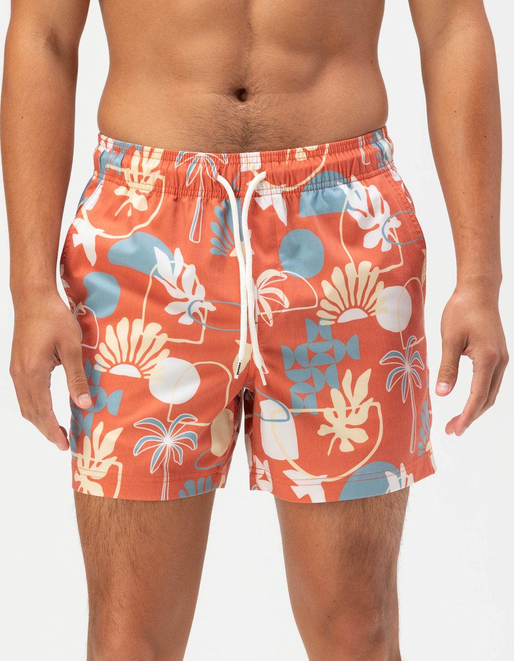 RSQ Mens City Scape Swim Shorts - BURNT ORANGE Product Image