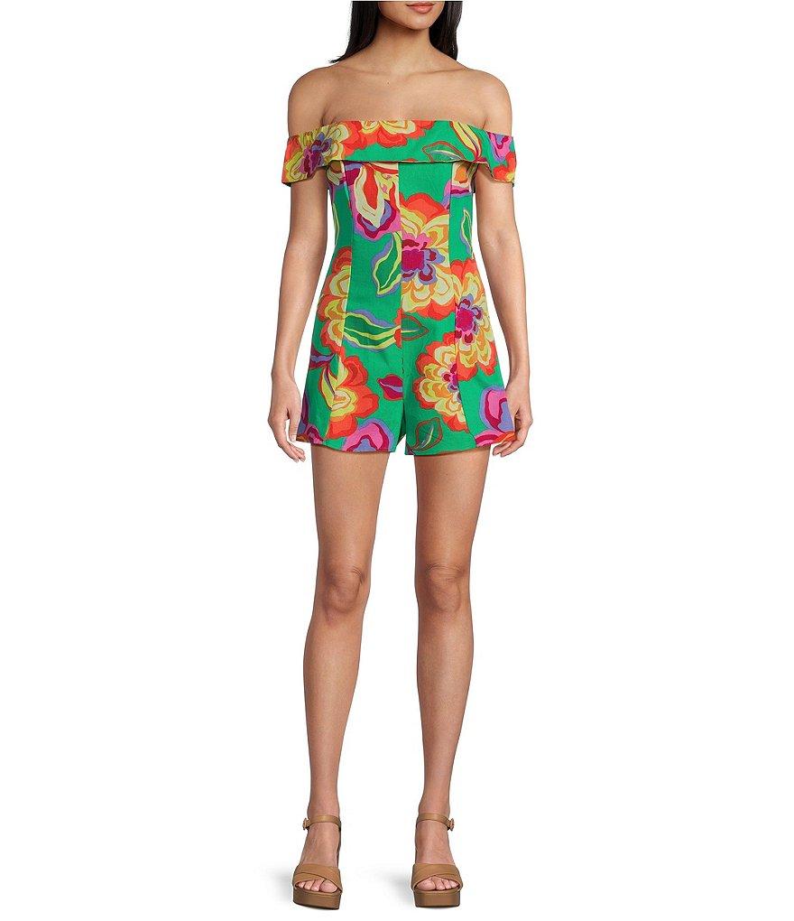 GB Floral Printed Linen Blend Romper Product Image