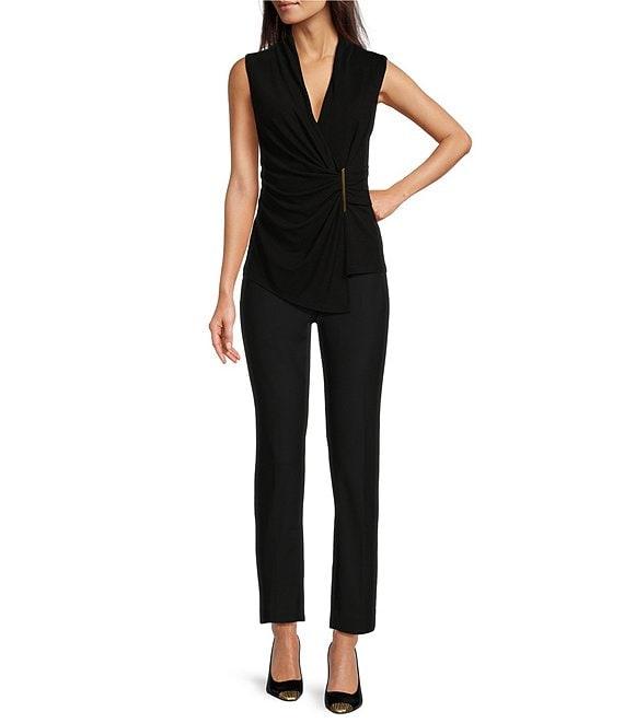 Donna Karan Stretch Surplice V-Neckline Sleeveless Top Product Image