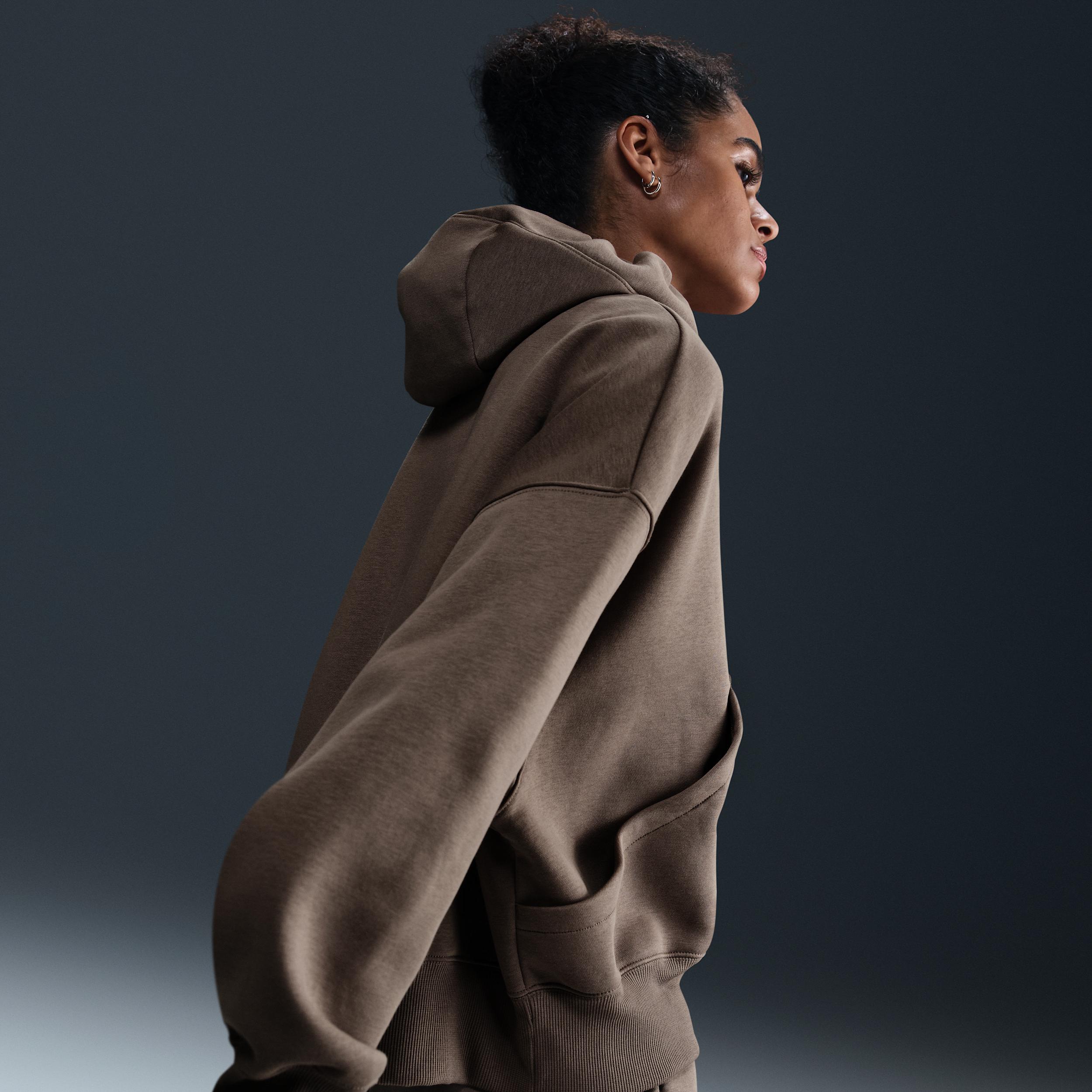 Nike Womens Nike PHNX Fleece OS Pullover Hoodie - Womens Mink Brown/Sail Product Image