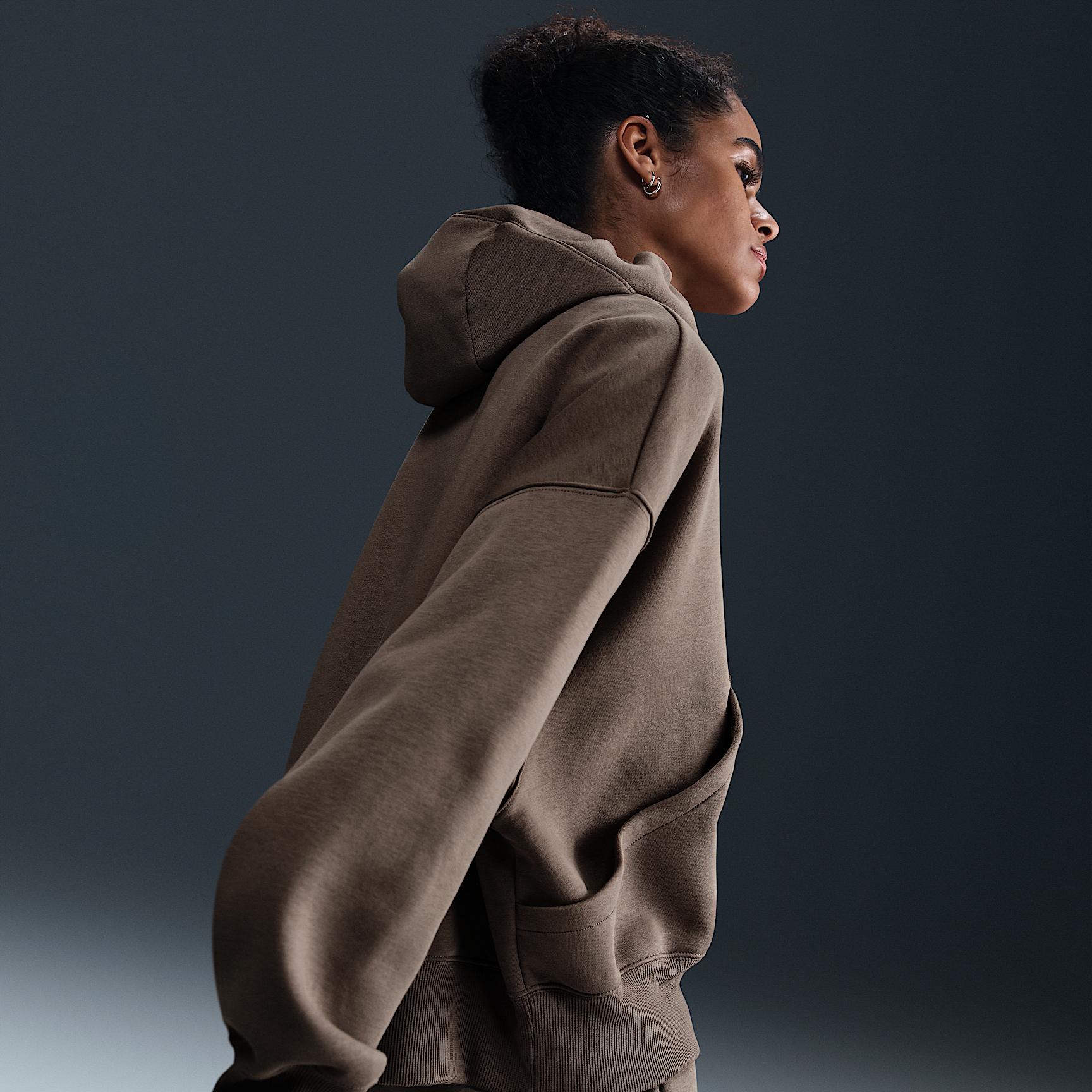 Nike Womens Nike PHNX Fleece OS Pullover Hoodie - Womens Mink Brown/Sail Product Image